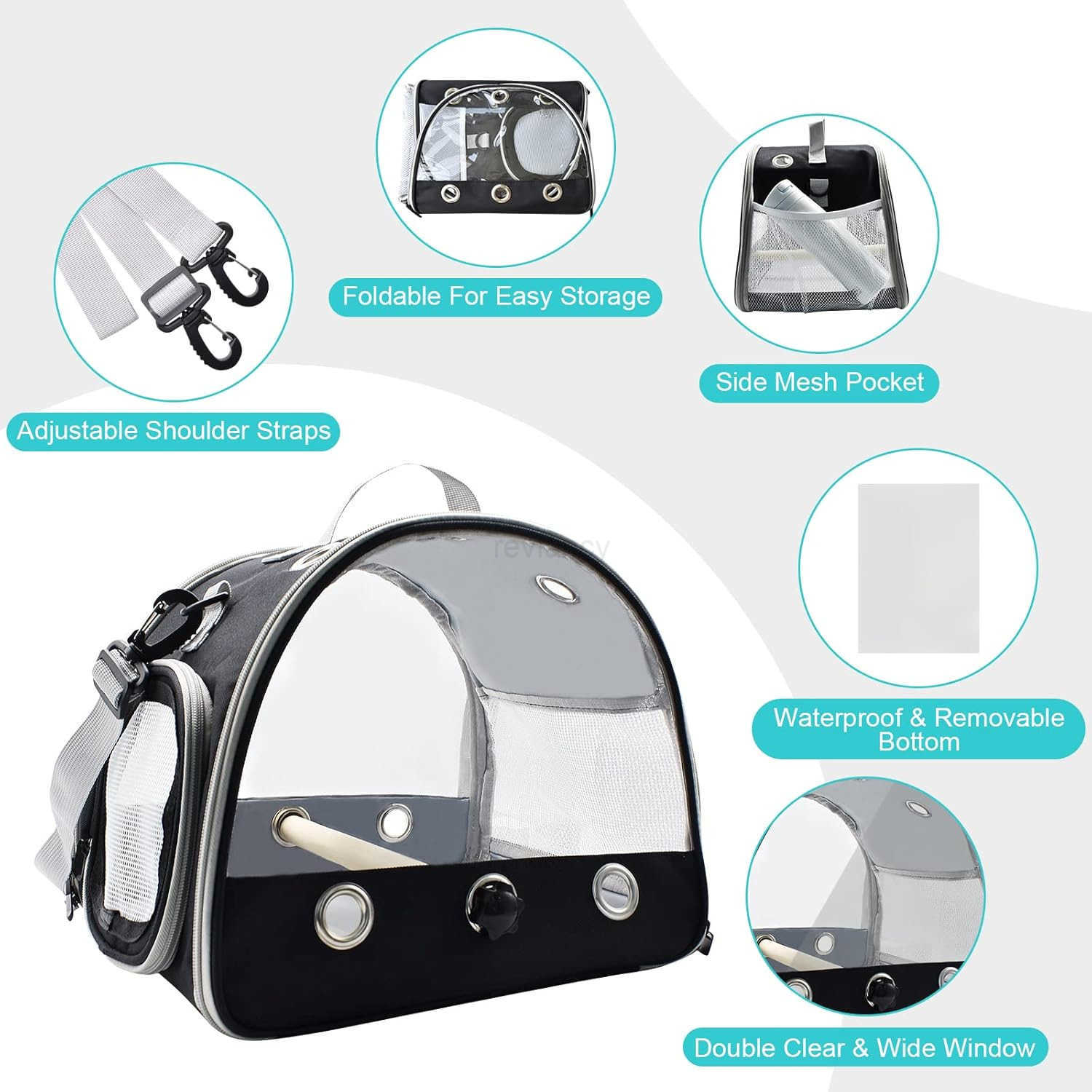 Bird Travel Carrier with Standing PerchLightweight Breathable Parrot Cage Small Pet Carrier Bag with Shoulder StrapBird Rat Guinea Pig Squirrel Carrie