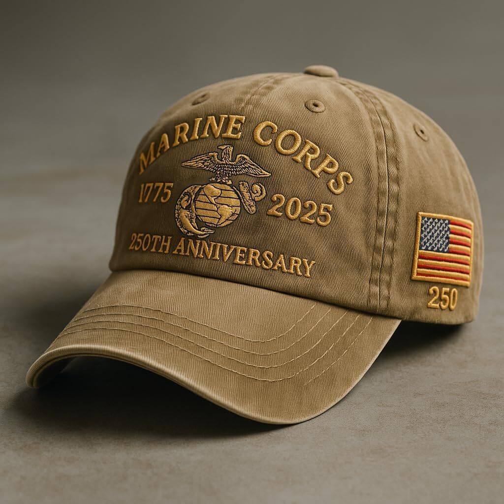 Corps 250th Anniversary Baseball Cap Men, Adjustable Retro Marine Veteran Cap, for Veterans