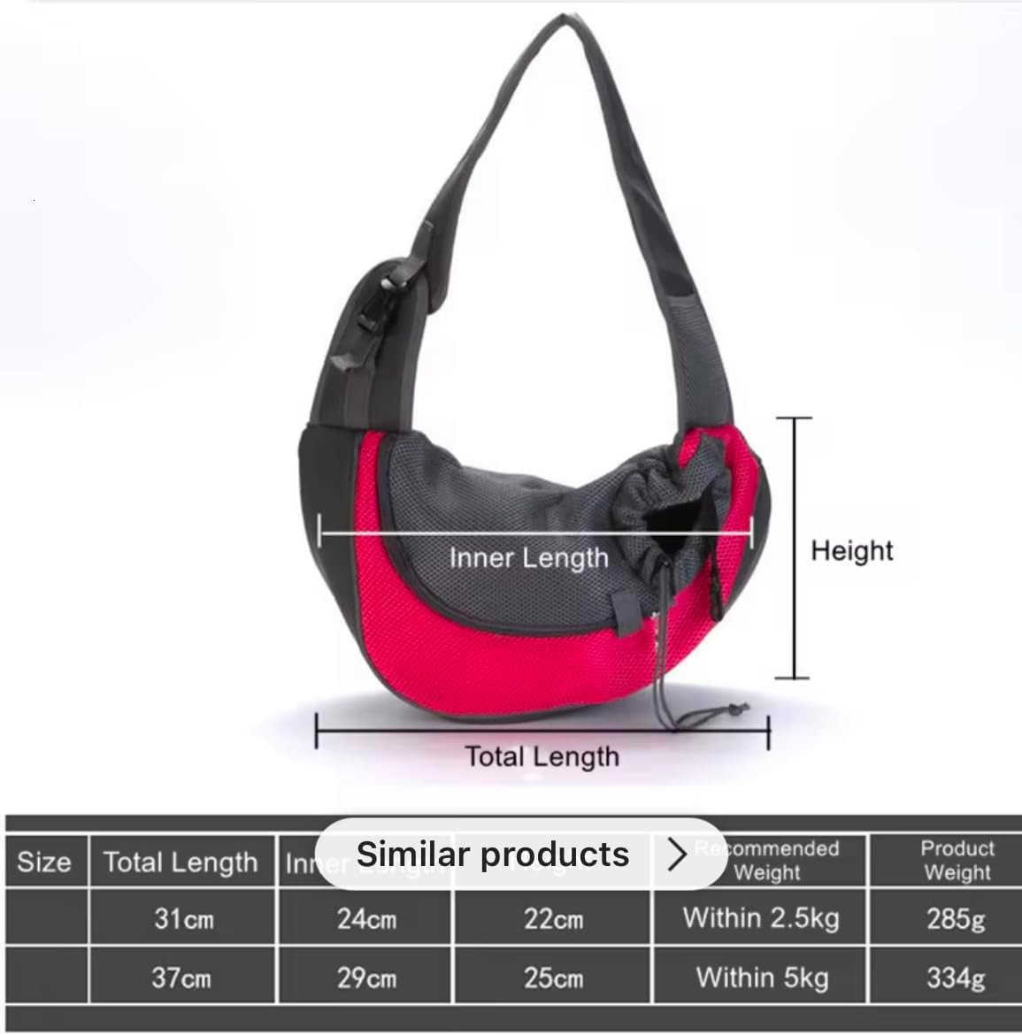 Pet Sling Carrier for Small Dogs Mesh Shoulder Bag with Adjustable Strap Small and Large Sizes and 8 Colors to Choise RoseBlackYellowLight BlueredBlue