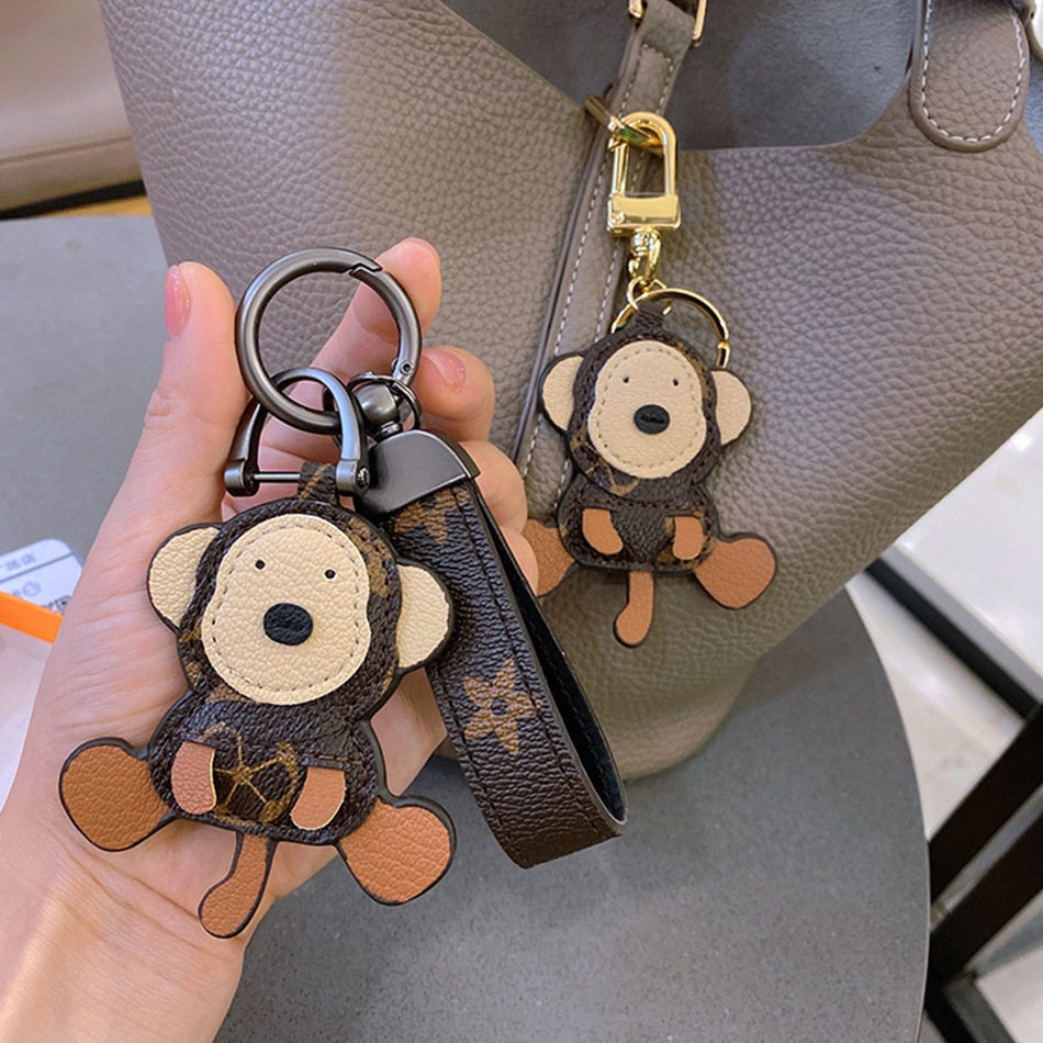 Internet celebrity cute cartoon little monkey for men and women bag pendant decoration doll leather keychain