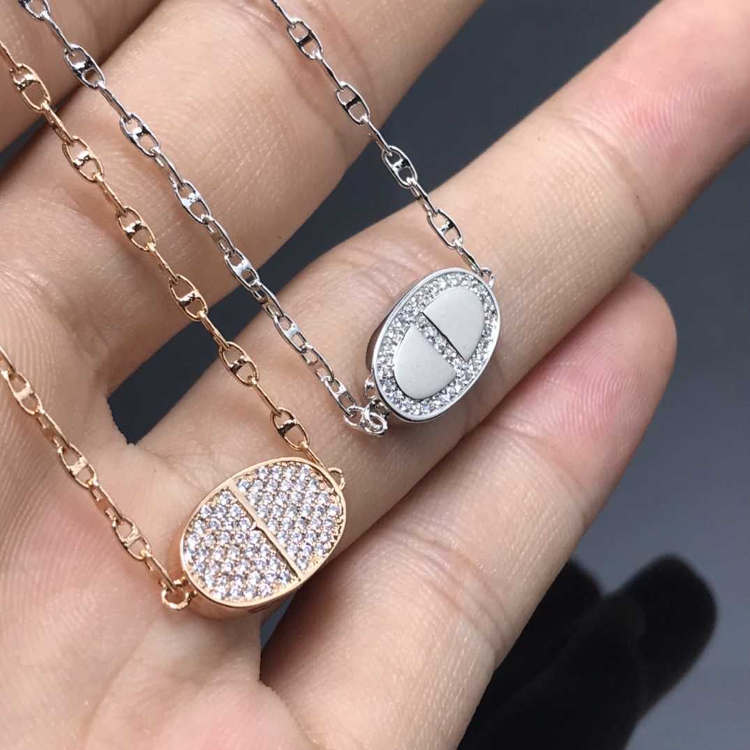 Collana A Diamante Per Donne, Oro 18K Placcato In Oro, Pieno Di Diamanti E Mezzo Diamonta, Catena A Doppia Faccia, Catena Del Colletto CNC J250912-image