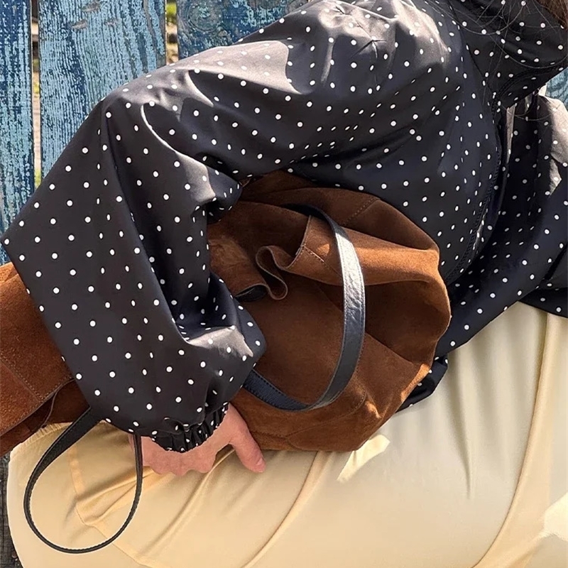 Polka Dot Printed Jackets Womens Fashion Long Sleeve Zipper Loose Short Coat Autumn Lady Daily Commute Outerwear 250911