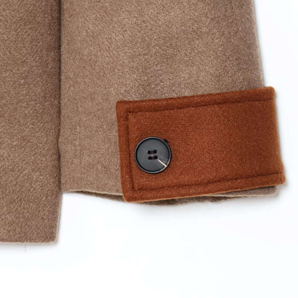 DHEssentials Z Melad Coffee Color Suit Little Chanel Women's Korean Style Outfit 2025 Spring Patchwork Wool Coat