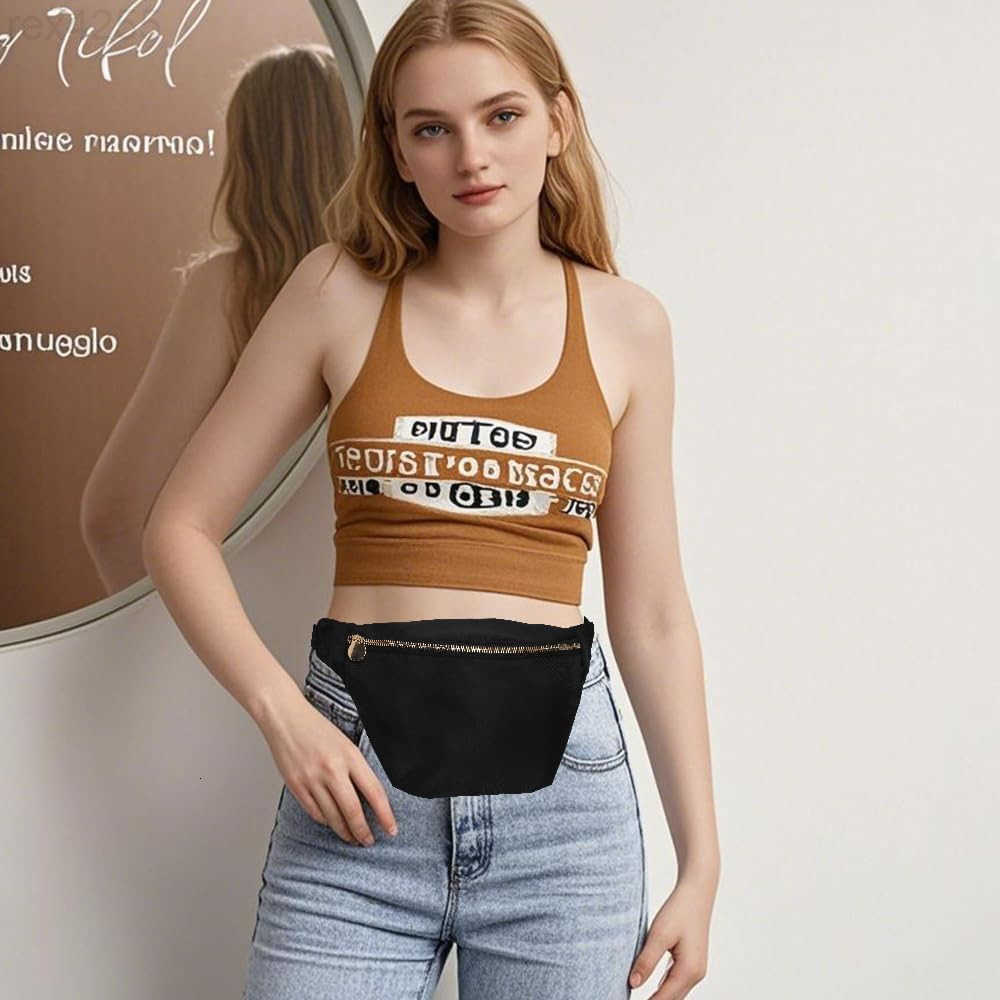 Fanny Pack Crossbody for Women Nylon Travel Waist Belt Bag BlackW250912