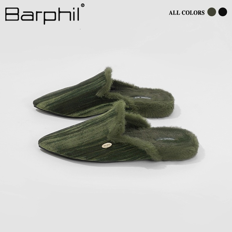 TOP Designer Barphil Latex Slippers Indoor Home Women 2025 New High-end French Style Mules Half Slippers Wearable Outside b3f