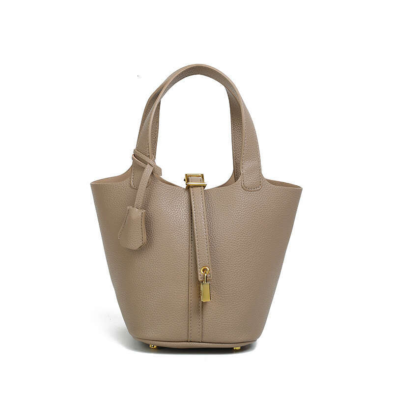 High-Quality Lychee Pattern Basket Bucket Women's Stylish Versatile Textured Handbag Mother Bag Handheld