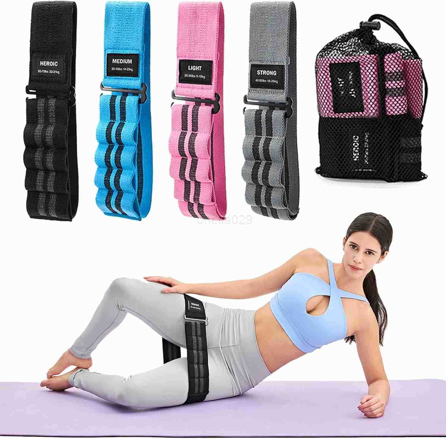Adjustable Fabric Resistance Bands for Squats Glutes Legs 5 Levels of Customizable Size Width Tension NonSlip Booty Bands for Men and Women Pilates Yo