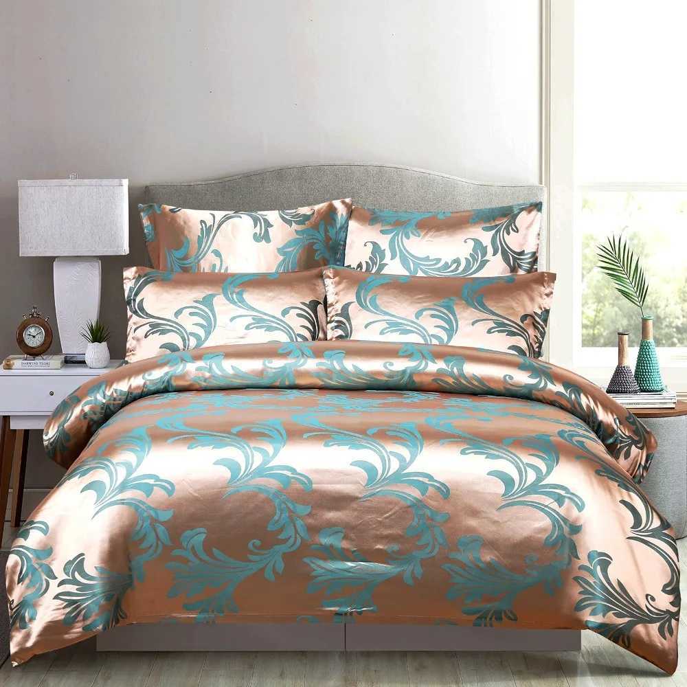 Duvet Cover Set with Pillow Case Silk Glossy Double Bedding Set Quilt Cover QueenKing Couple or Single Bed Comforter Sets C250912