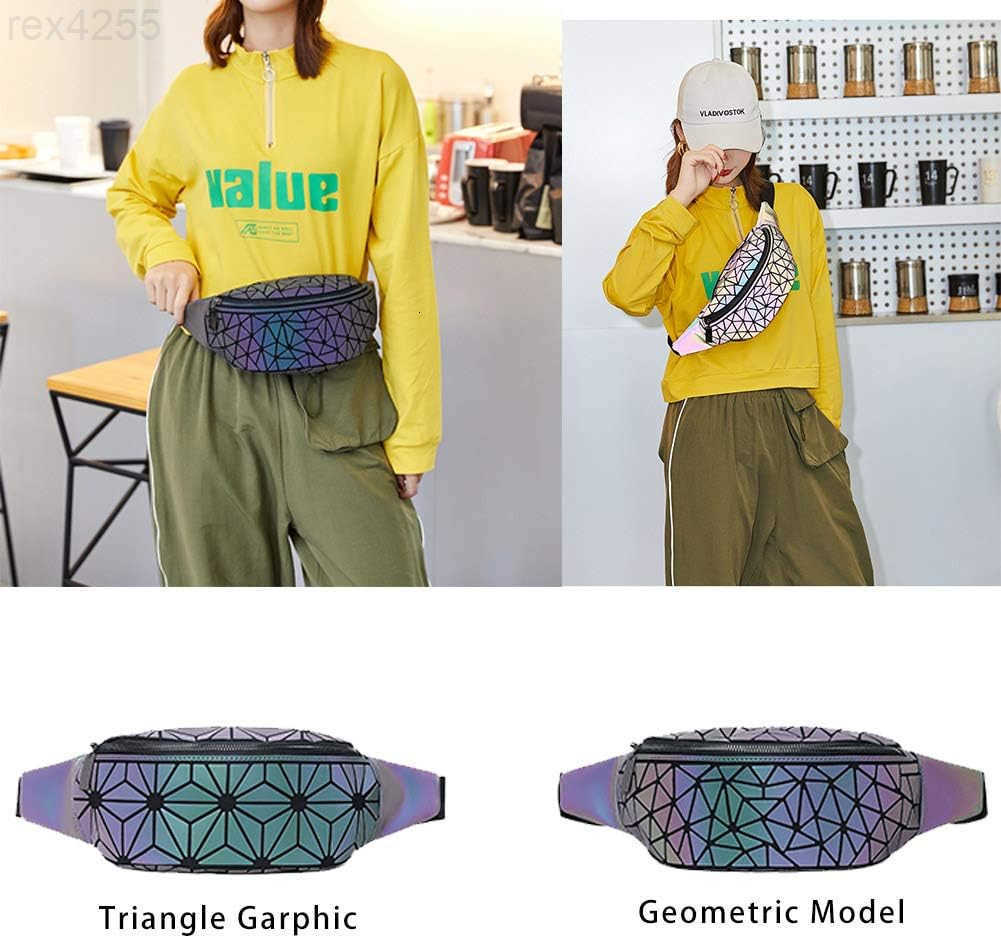 Fanny Packs for Women Men Luminous Holographic Chest Bag Geometric Waist Pack for Travel Festival Running SportsW250912