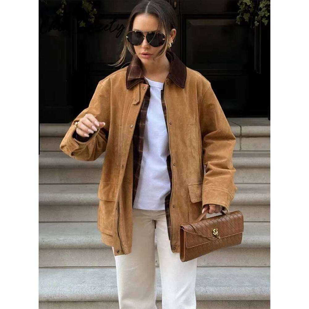 Vintage Patchwork Women Jacket Casual Lapel Long Sleeve Covered Button Female Coat 2025 Spring Autumn Urban Lady Streetwear