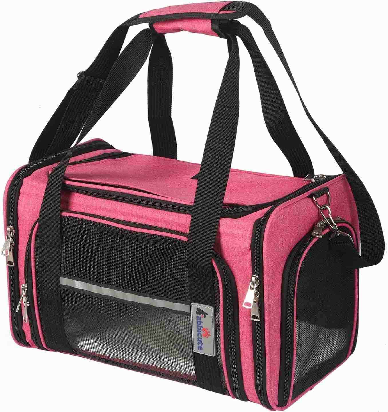 Pet Dog Cat Carrier Bag for Medium Small Dog Cat with Washable Cozy Bed Locking Safety Zipper Shoulder Strap Airline Approved Pet Carrier Portable Col