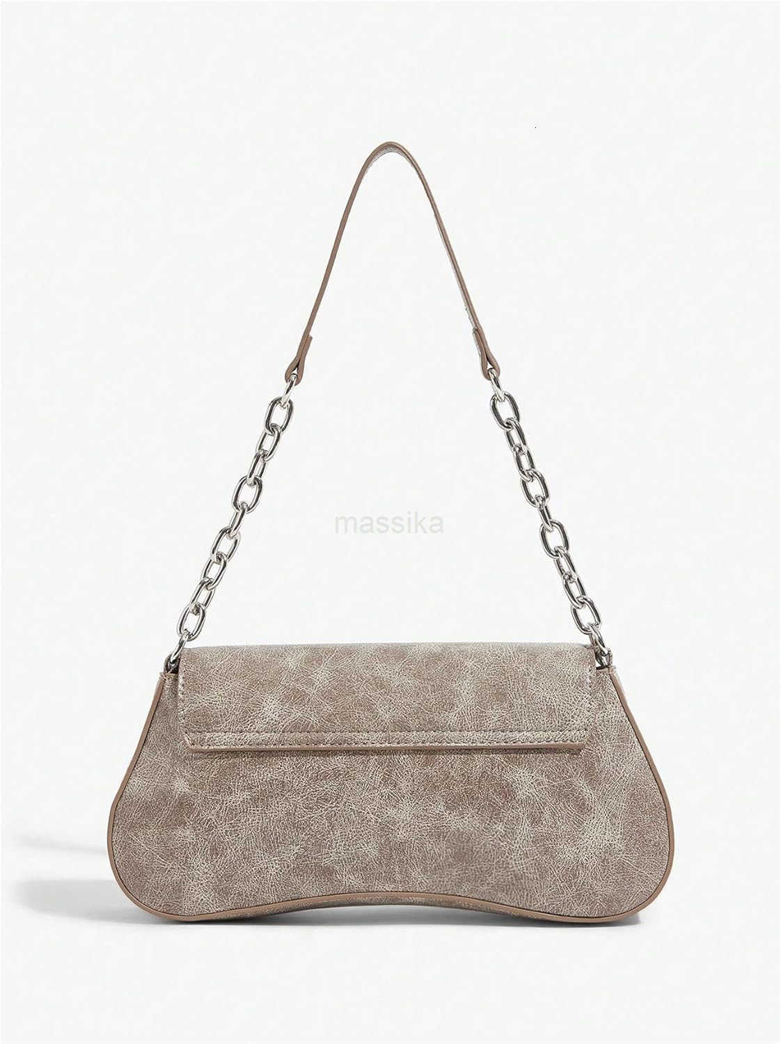 Womens Punk Studded Flap Leather Bags Chain Top Handle Underarm Shoulder Bag M250912