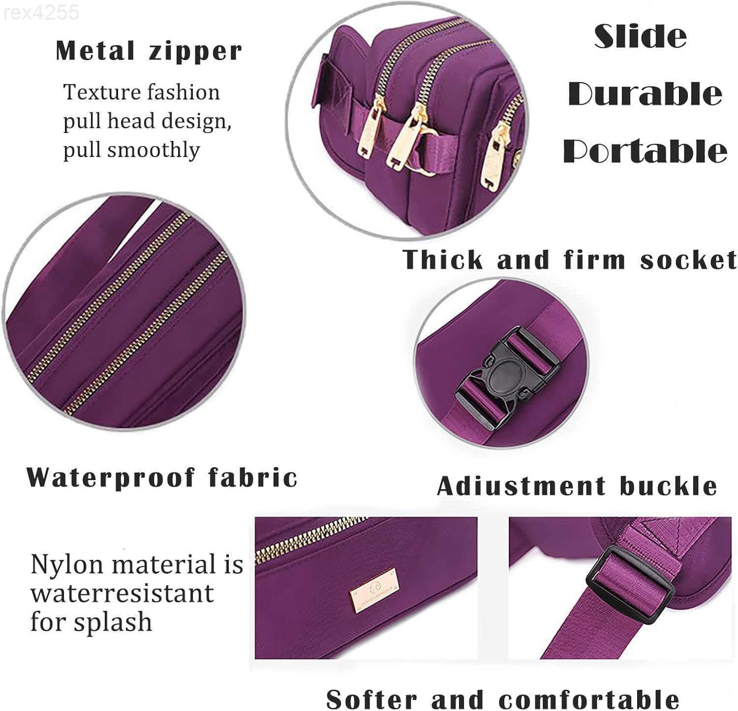 Large Fashion Fanny Pack for Men Women Waist Bag for Waterproof Hiking Running Biking Gym Outdoor Sports Travel Belt Bag PurpleW250912