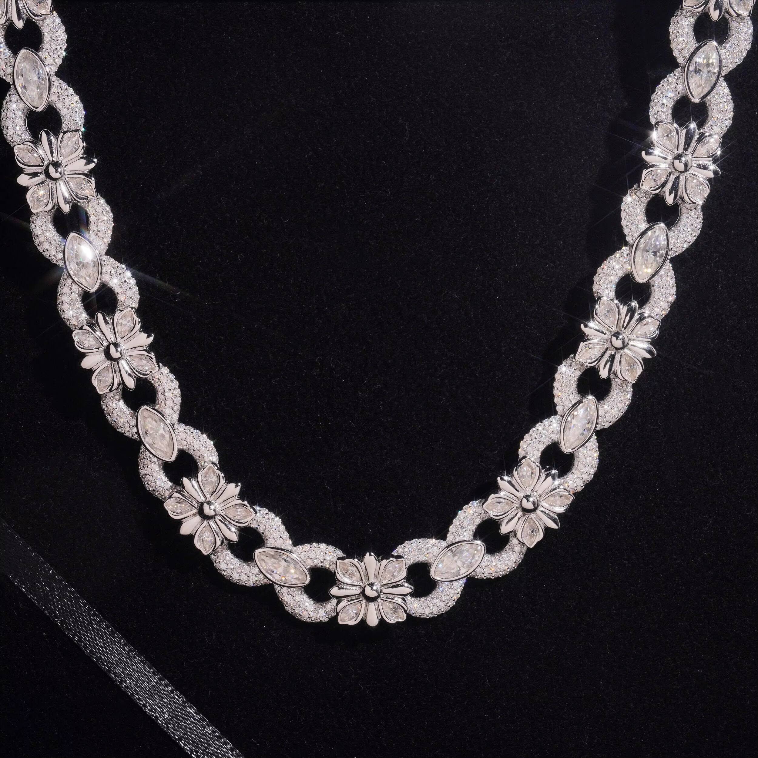 Key Chain Lock Cross Charm Infinity Chain Necklace 13MM Iced Out VVS Moissanite Diamond Hip Hop Chain