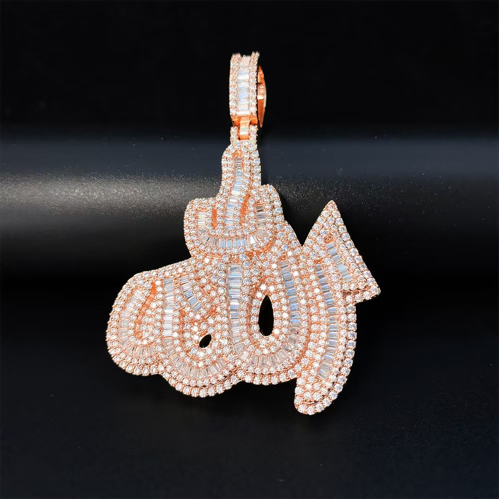 Necklaces 14k Rose Gold Pendant Plated Sterling Sier Hip Hop Men Vvs Moissanite Dia Iced Out Allah Pendan
