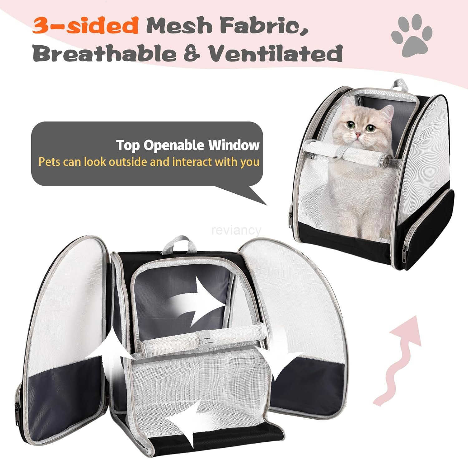Cat Backpack CarrierPet Carrier Airline Approved for Small Dog Cat Puppy Kitten BunnyVentilated Mesh Design Animal Backpack for Hiking Camping Travel 