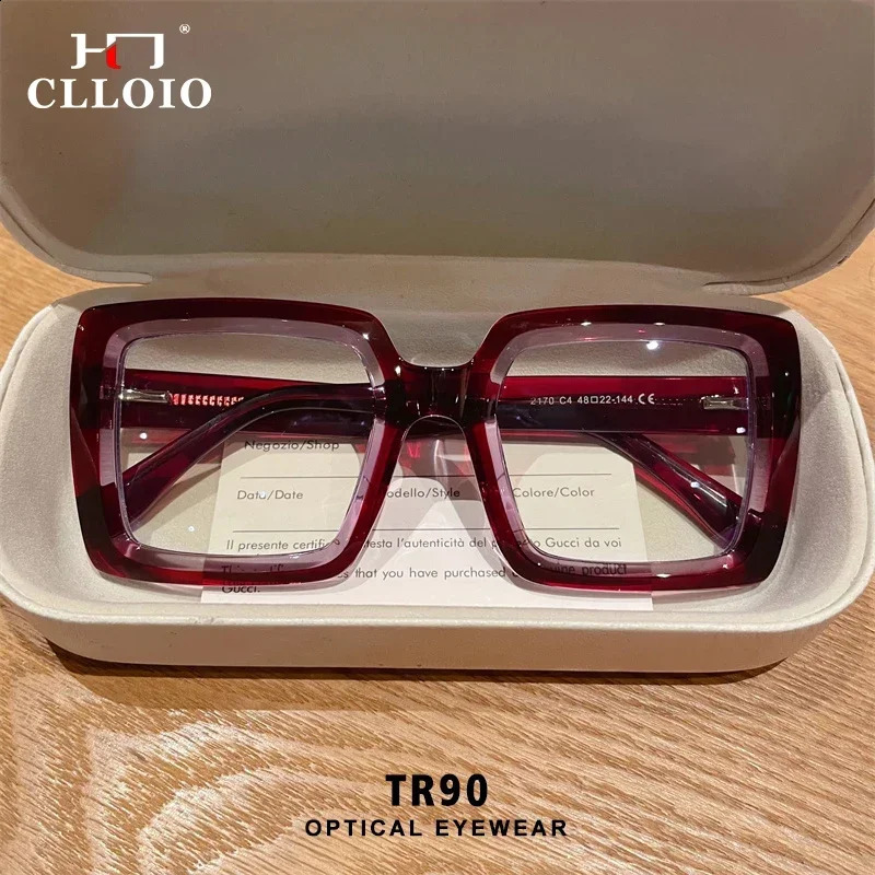 CLLOIO Square Antiblue light Large Frame Eyeglasses fashion street Optical Reading Glasses ladies Customization Myopia 250912