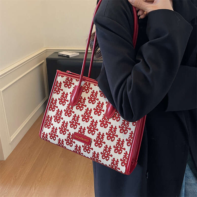 Wedding Bag Double Happiness Canvas Bag for Women Gift Money Red Envelope Xizi Handbag Chinese Style Large Capacity Bride Wedding Bags