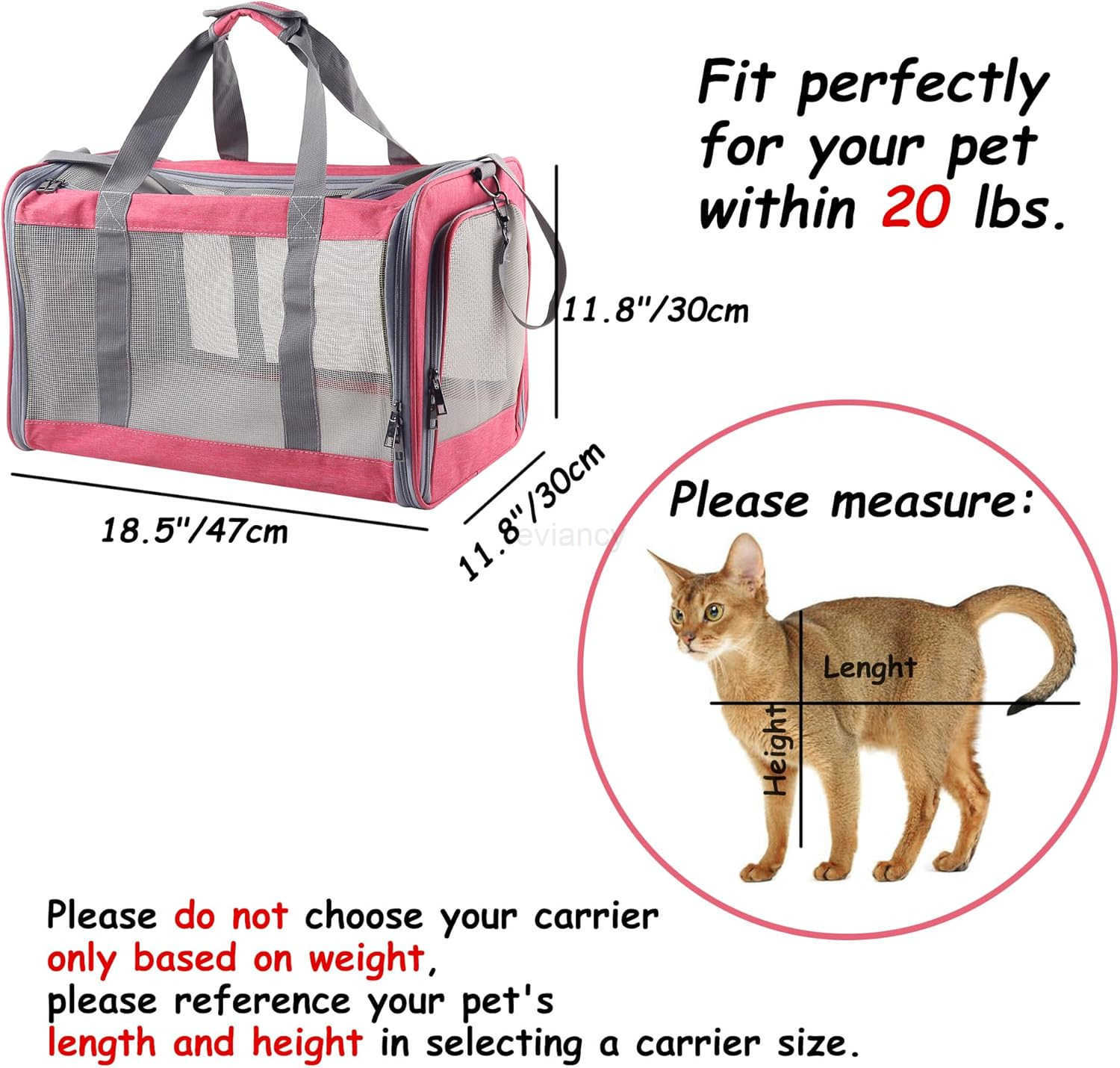 Cat Dog Carrier for Small Medium Cats Pet Carrier for Large and Medium Cats Puppies Portable Cat Carrier Soft Pet Carrier for Cats Cat Bag Carrier Air