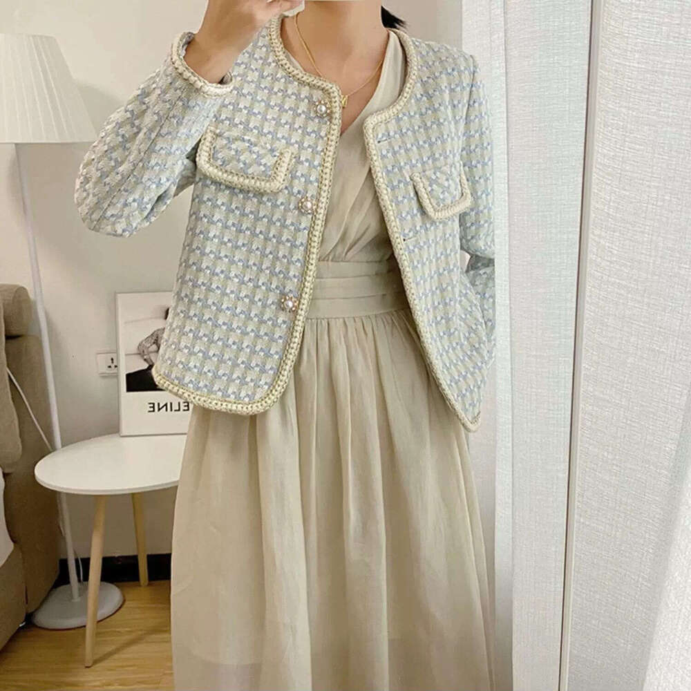 DHEssentials 2025 Autumn Winter New Houndstooth Chanel Style Loose Versatile Elegant Commuter Chic Tweed Jacket for Women