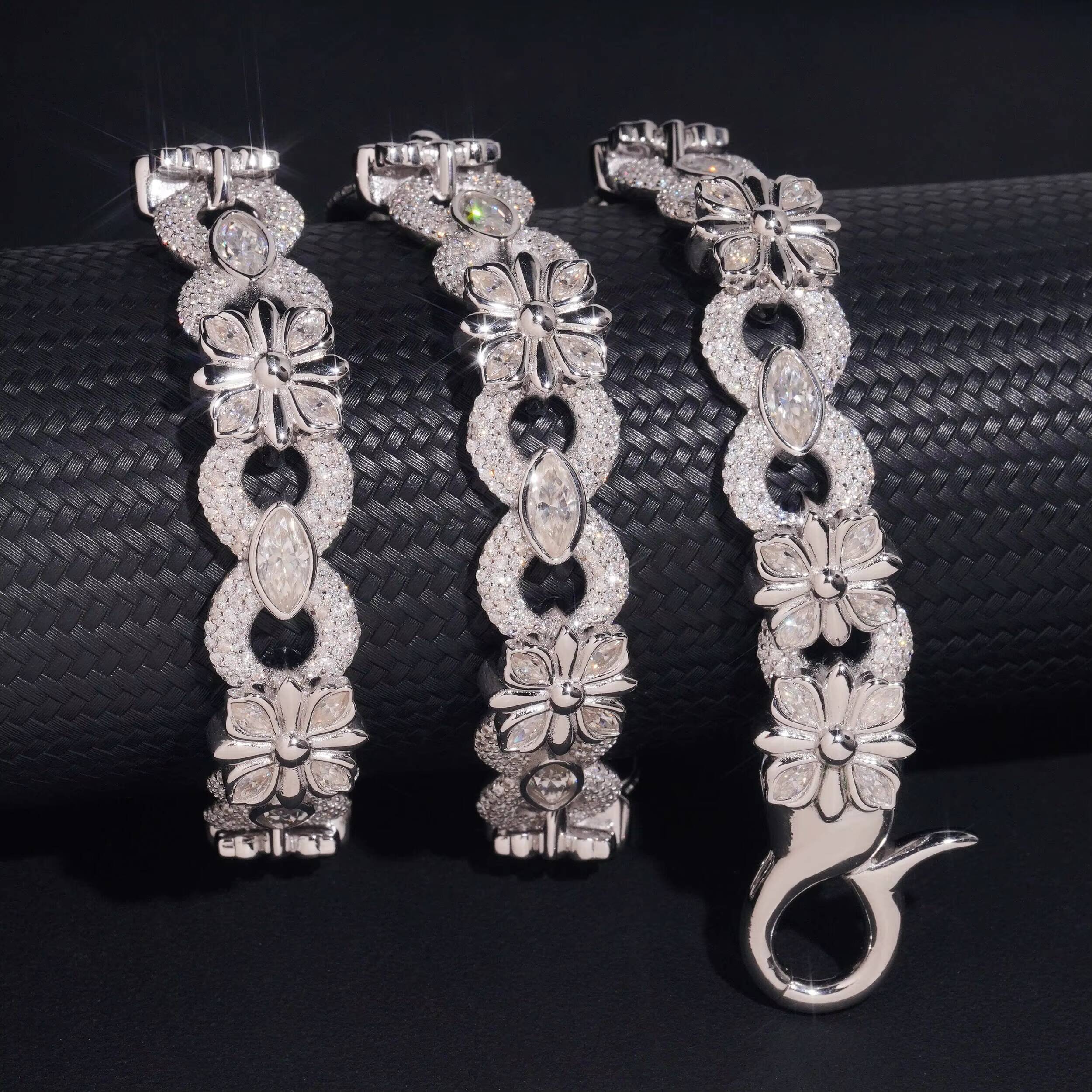 Key Chain Lock Cross Charm Infinity Chain Necklace 13MM Iced Out VVS Moissanite Diamond Hip Hop Chain