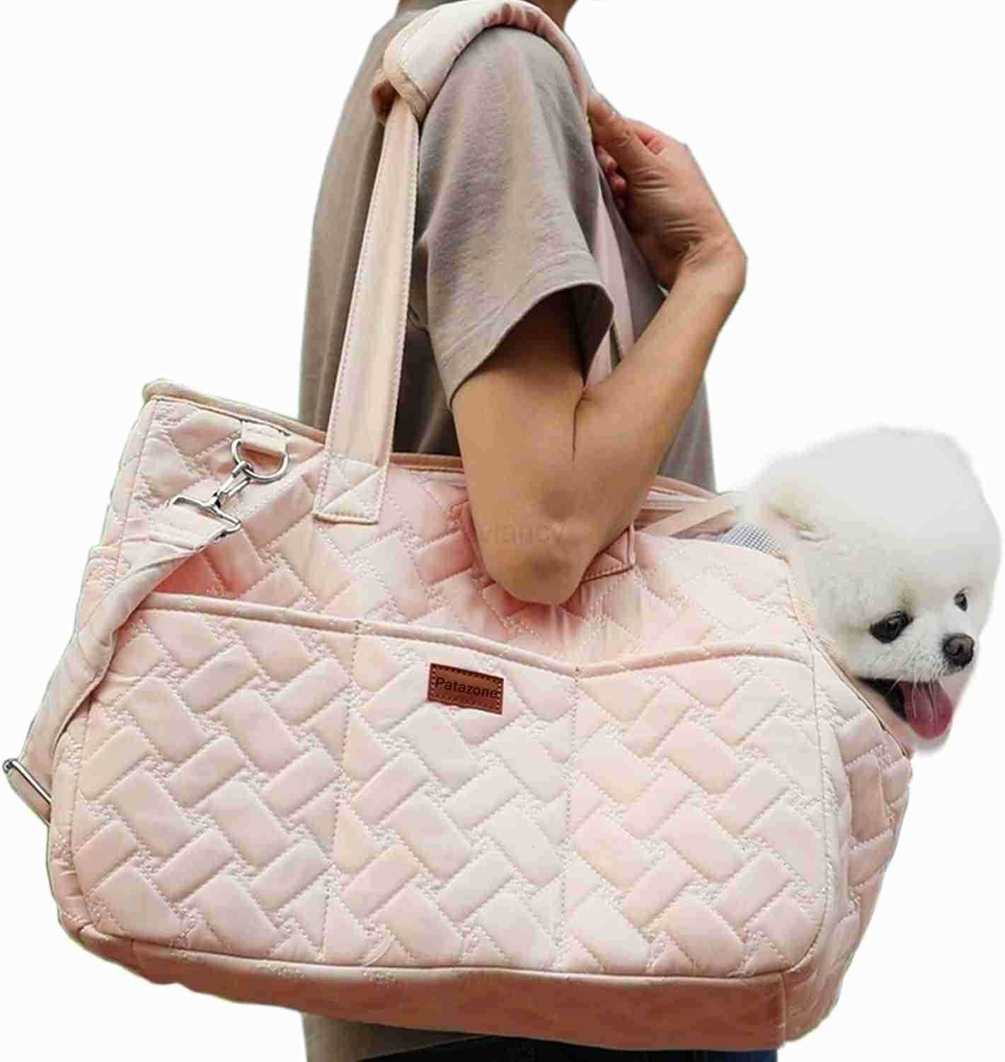 Small Dog Carrier Kitten Puppy Handbag with Multiple PocketsWoman StyleBreathable Mesh Soft CushionPets Tote Purse Picnic Travel OutdoorMAX 6 lb Cream
