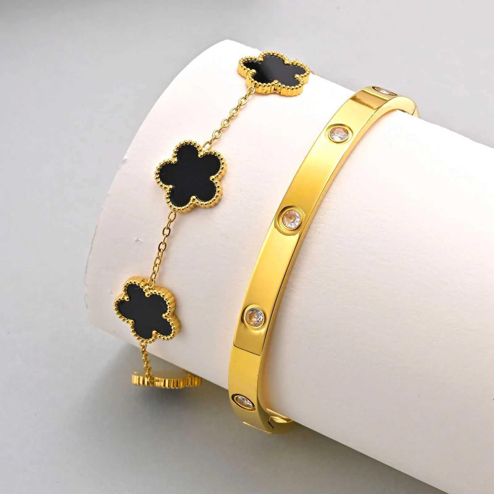 Vnox Exquisite 1m Bracelet Set for Wen Gift Bracelets for Wife Mothers Day Jewelry Stainl Steel Cuff Bangle S250912 DSEGH