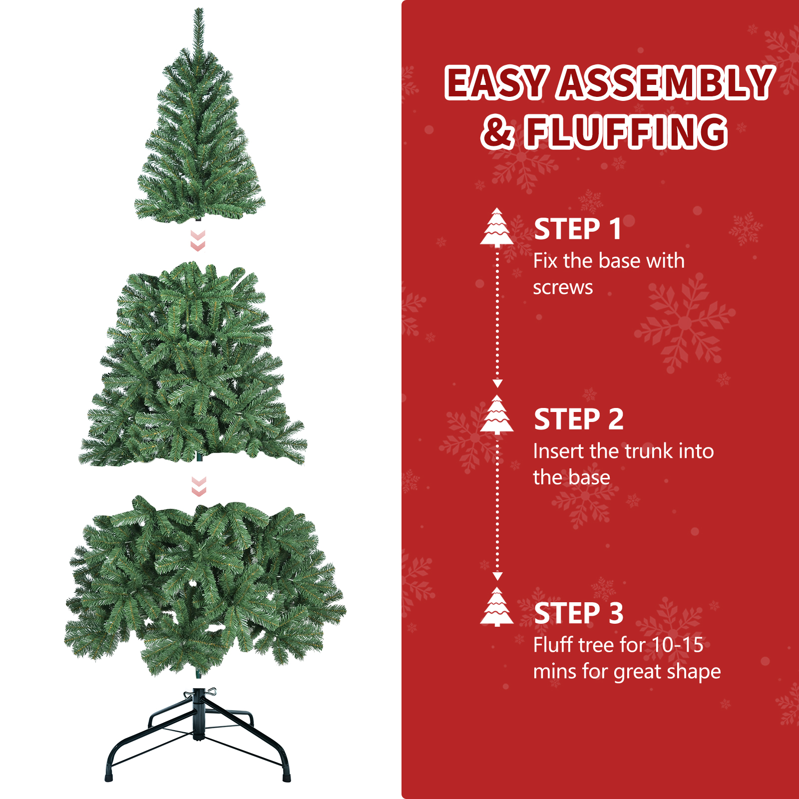 Green Christmas tree Hinged Premium Spruce Artificial Xmas Trees Foldable Base
