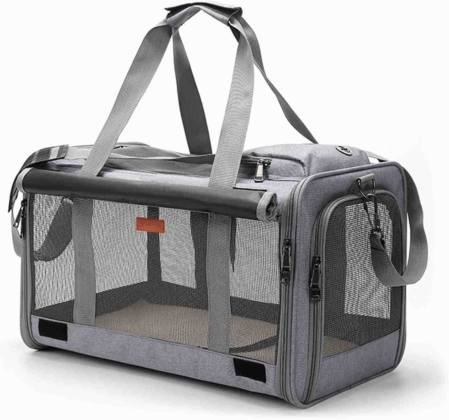 19 L x 105 W x 115 H Inches Cat Dog Carrier for Pets Up to 20 Ibs WashableSoft SidedCollapsible Travel Puppy Carrier BlueW250912