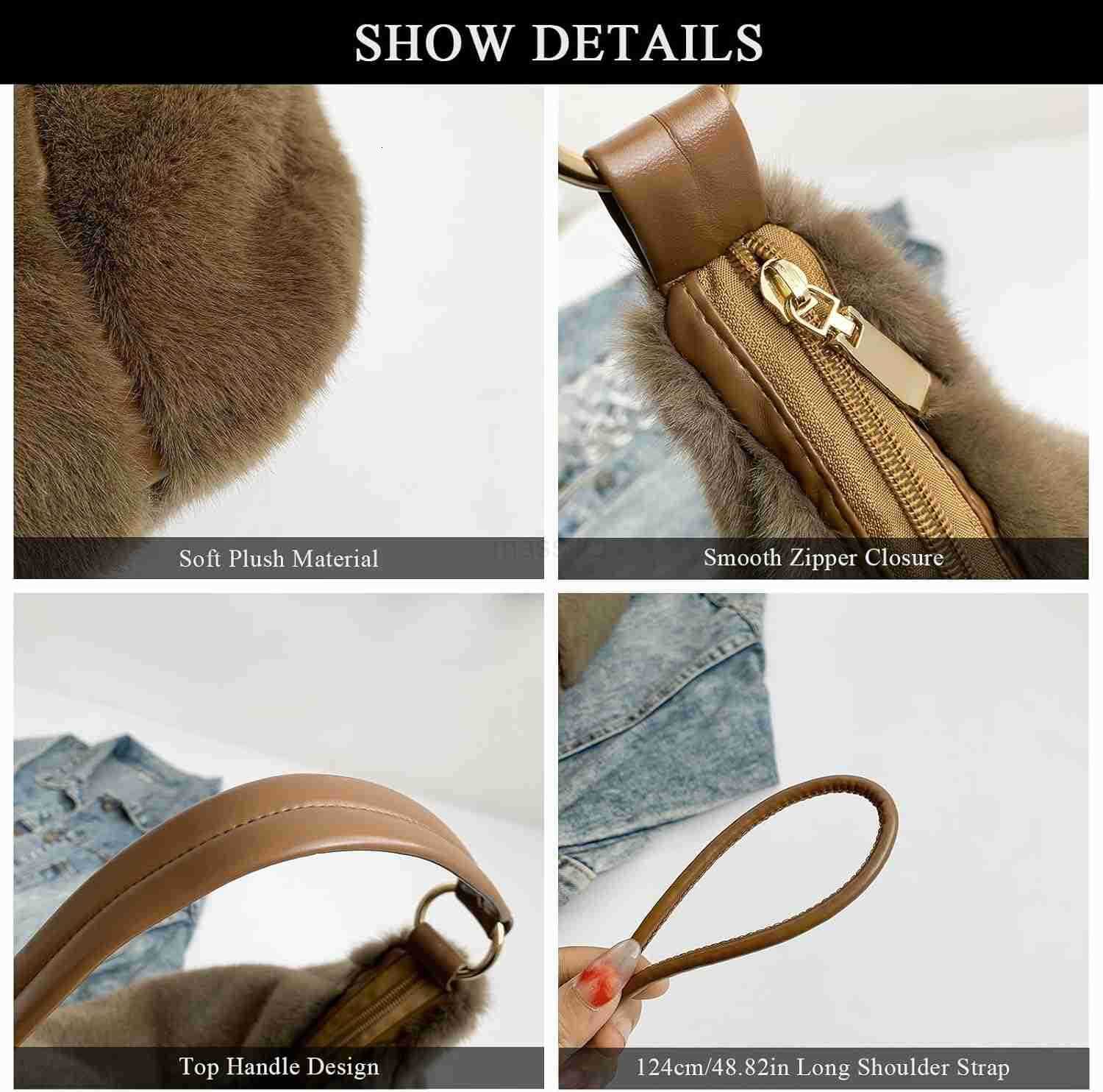 Fluffy Tote Bag Winter Fuzzy Purses for Women Faux Fur Bag with Strap Soft Furry Handbag Plush Crossbody Bags M250912