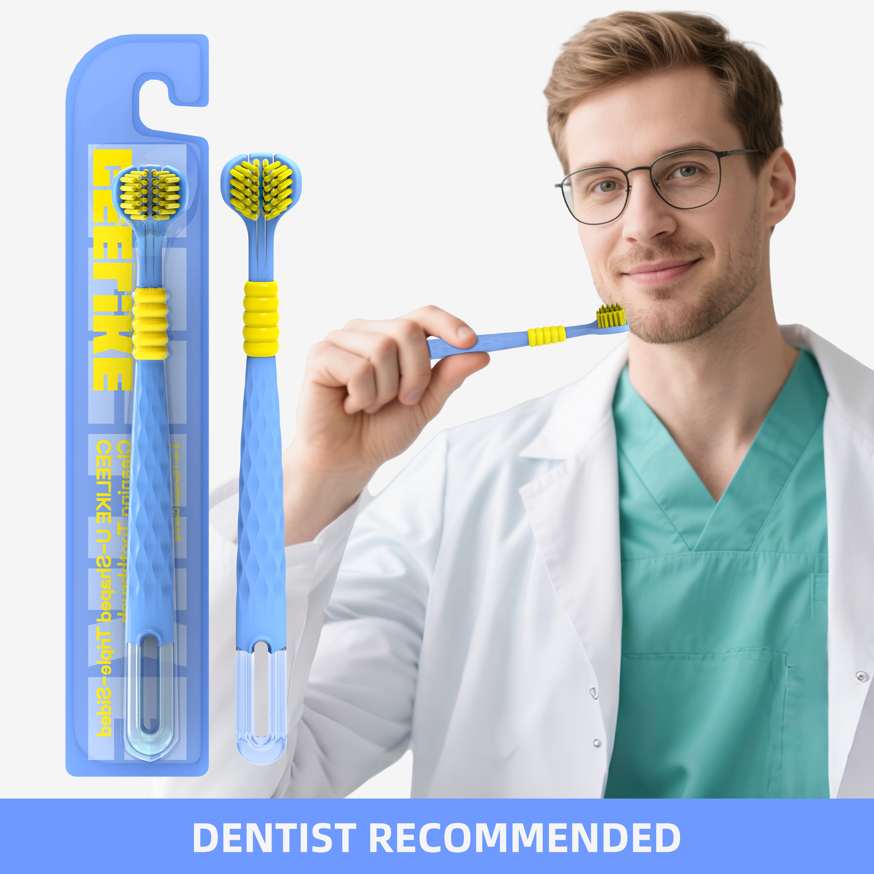 CEELIKE U-Shaped Toothbrush 3-Sided Oral Cleaner for Adults and Kids