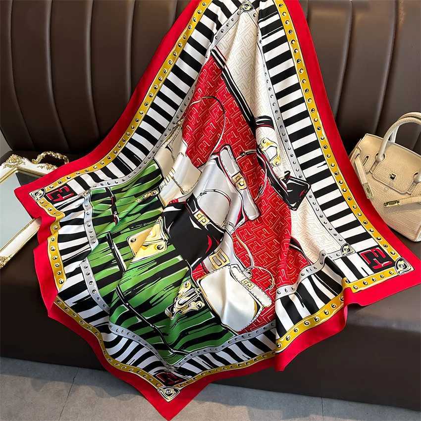 9090cm Square Shawls Wraps Floral Print Neck Scarf For Wen Silk Satin Neck Scarfs Ladies Bandana Foard Scarves Fem X250912