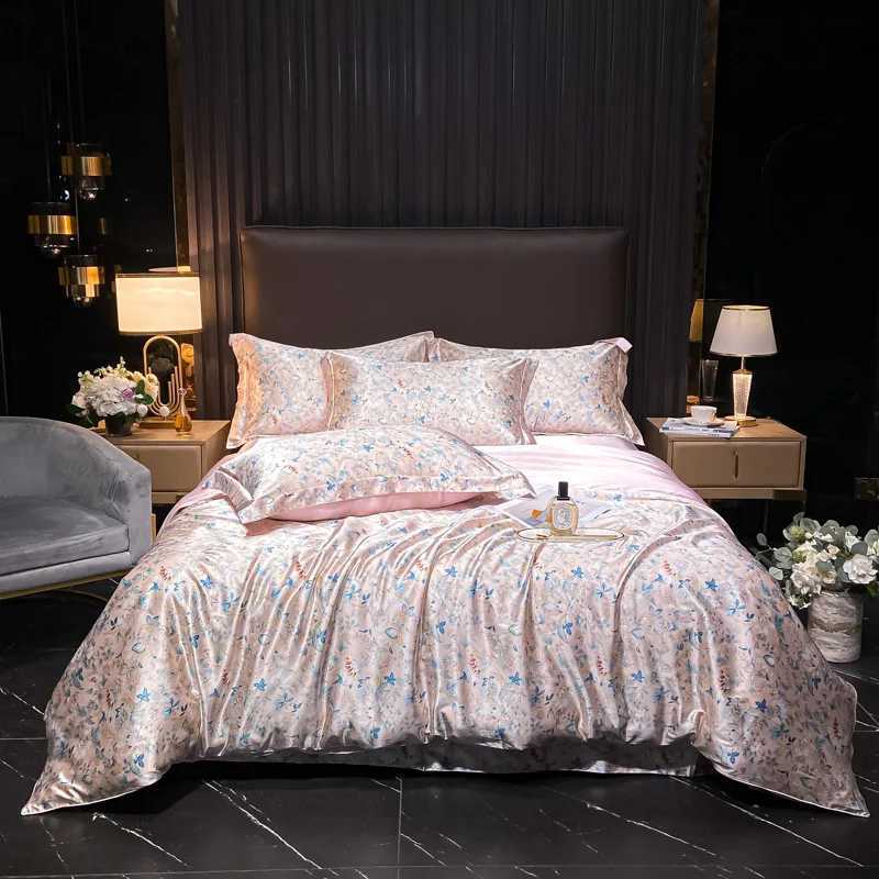 Floral Pattern Mulberry Silk Bedding Set Luxury HighEnd Duvet Cover Bed Sheet Pillowcase Smooth Comforter Quilt Cover Bedsheet C250912
