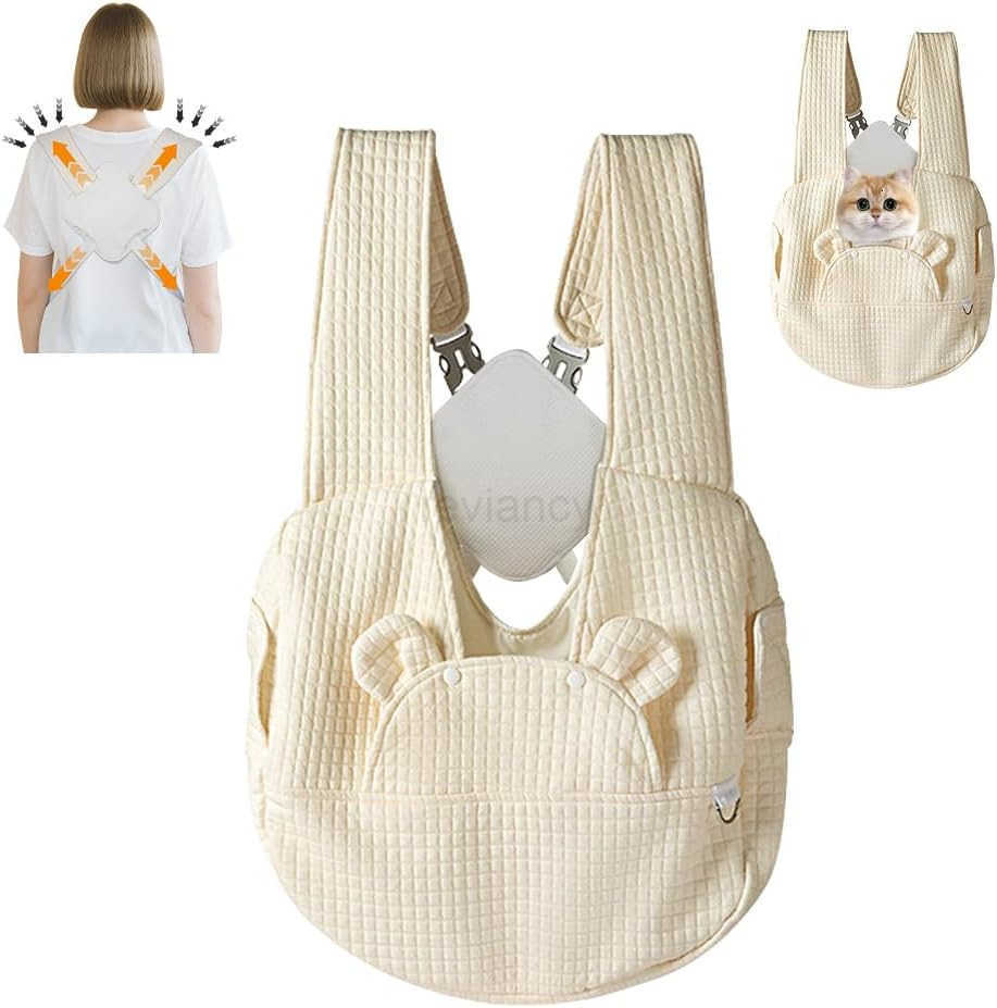 Sling Carrier for Carry Small Dogs and CatsSoft Waffle Pattern Portable Pet Front BackpackReducing Back Pain for outingsTravel for Small Pet Up to 13l