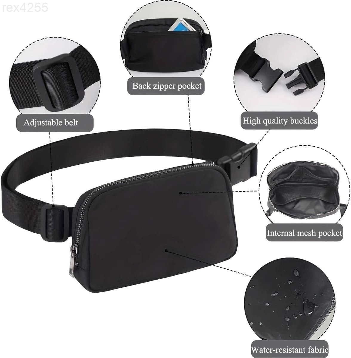 Mini Belt Bag Black Fanny Pack for Women Men Fashionable Small Waist Pack Crossbody Bag for RunningHikingJoggingCycling Black fanny bagW250912