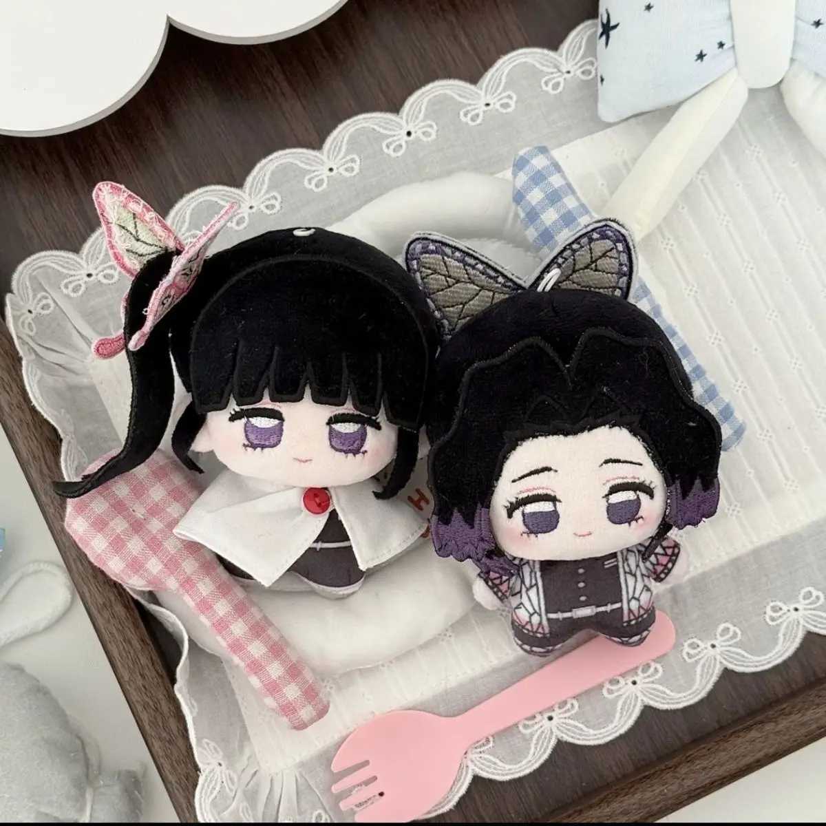 New Anime Demon Slayer Tsuyuri Kanawo Kochou Kanae Kamado Tanjirou Cute 10cm Plush Doll Cartoon Pendant Keychain Decor Xmas Gift C250912