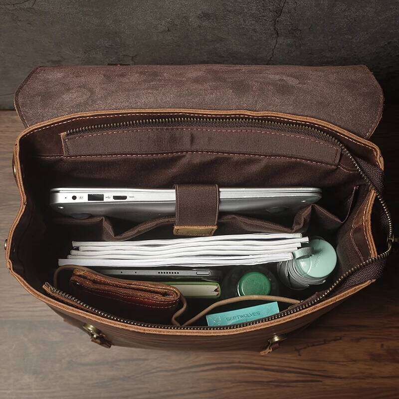 NUKA Men's Genuine Leather Vintage Outdoors Travel Bag Crazy Horse Cowhide Schoolbag Mountaineering Backpack