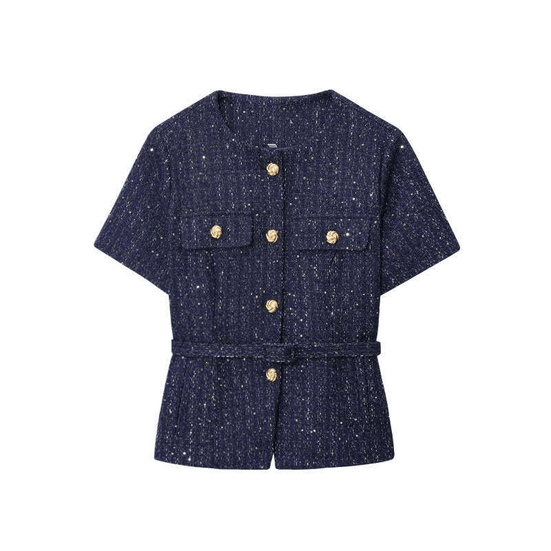 DHEssentials 2025 Summer New Women's Fashion Simple Versatile Little Chanel Style Short Sleeve Cardigan Jacket