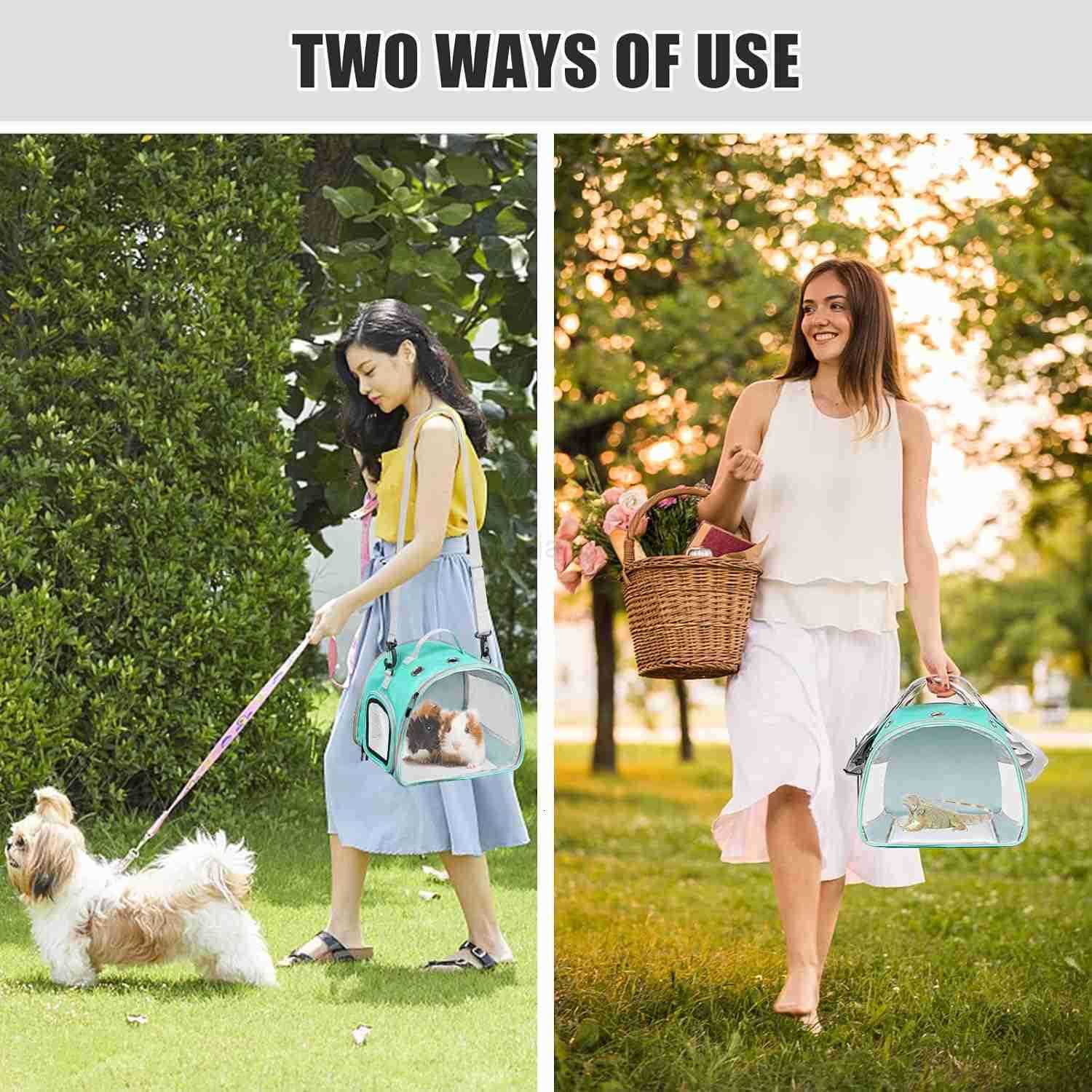 Small Animal Carrier Bag Upgraded Portable Guinea Pig Carriers Transparent Hamster Carrying Case Reptile Rat Rabbit Bearded Dragon Hedgehog Carrier Ba