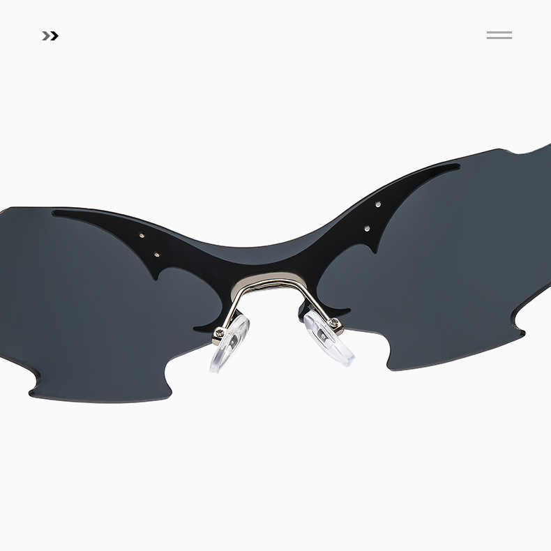 Futuristic Frameless Party Sunglasses Unisex Cyber Punk Nightclub Glasses UV Protection Hip Hop Dance Shield Techwear Accessories