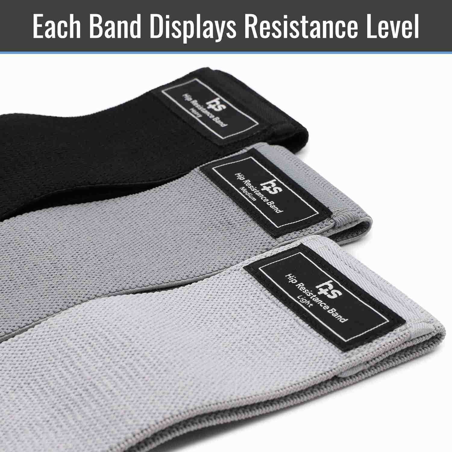 Healthsmart Fabric Resistance Bands Targets Abs Glutes Quads Calves Hamstrings 3 Bands with Variable Resistance Levels Minimum 15lbs and Maxes at 70lb