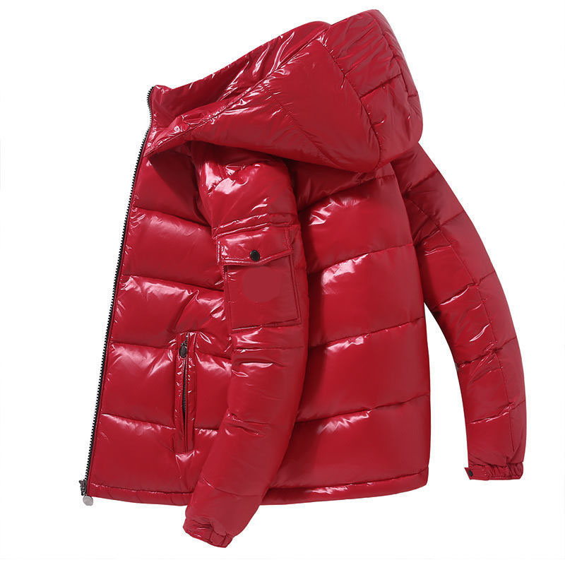 New Glossy Down Jackets Men Jackets Short Winter Hooded Women Thickened Warm-Keeping Cold-Proof Long Sleeve Cardigan Jacket