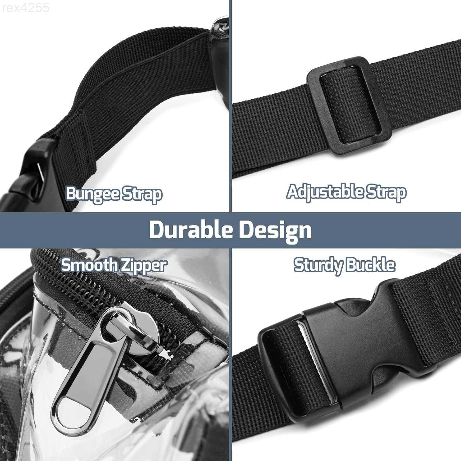 Clear Fanny Pack Stadium Approved Clear Bag for Stadium Events Transparent Belt Bag for Women Men Adjustable Waist Bag for Sports Concerts BlackW25091