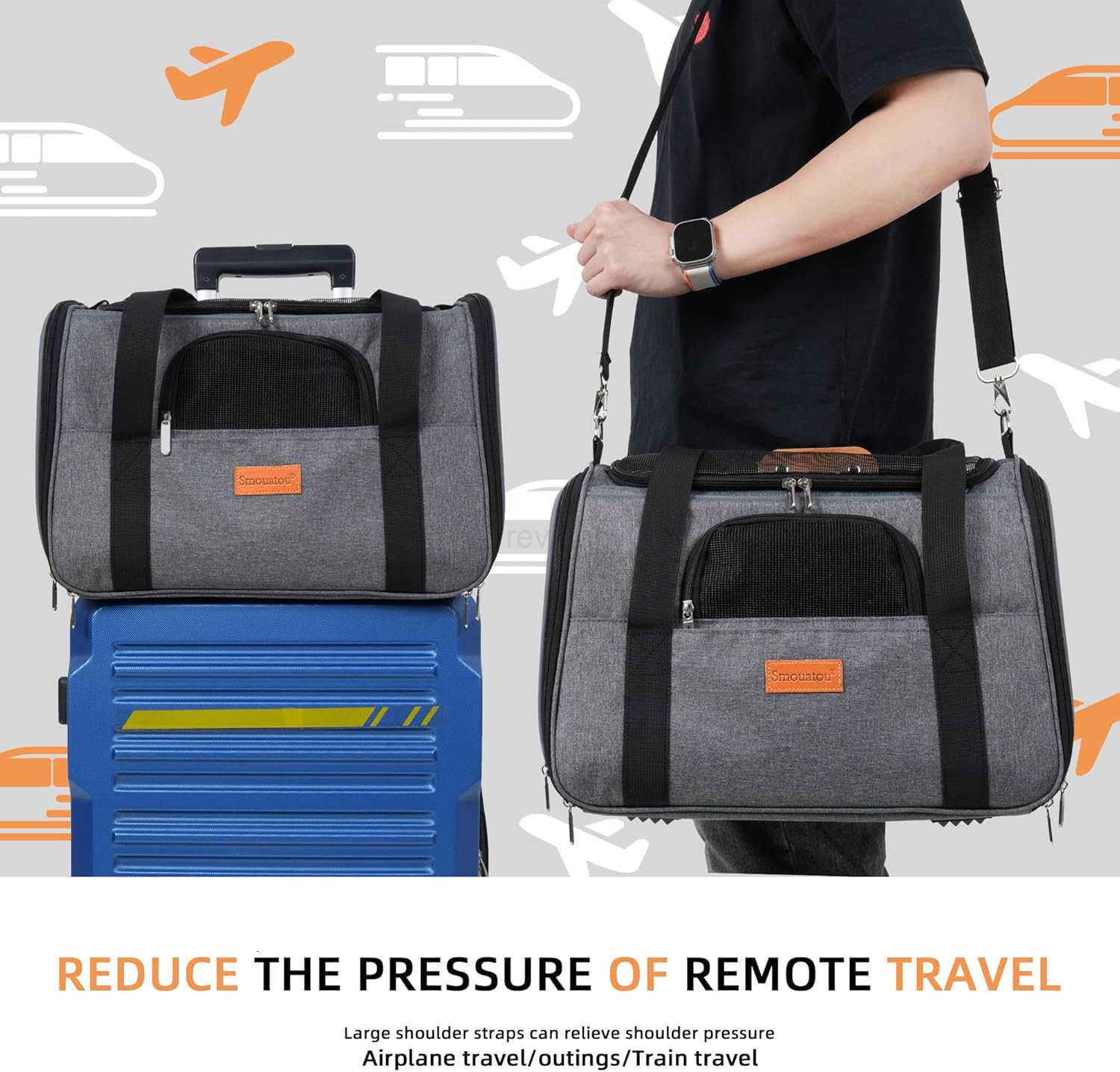 Carrier Dog Carrier CAT Bag Carrier CAT Travel Carrier SoftSided and ScraTChProof mesh CAT Bag Pet Carriers Travel Puppy Carry Pet Home GreyW250912