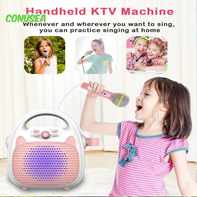 Bluetooth Kids Wireless Music Player Childrens Karaoke Singing Machine Toy Speaker for Boy Girl Party Gift Led Light Support TF C250912