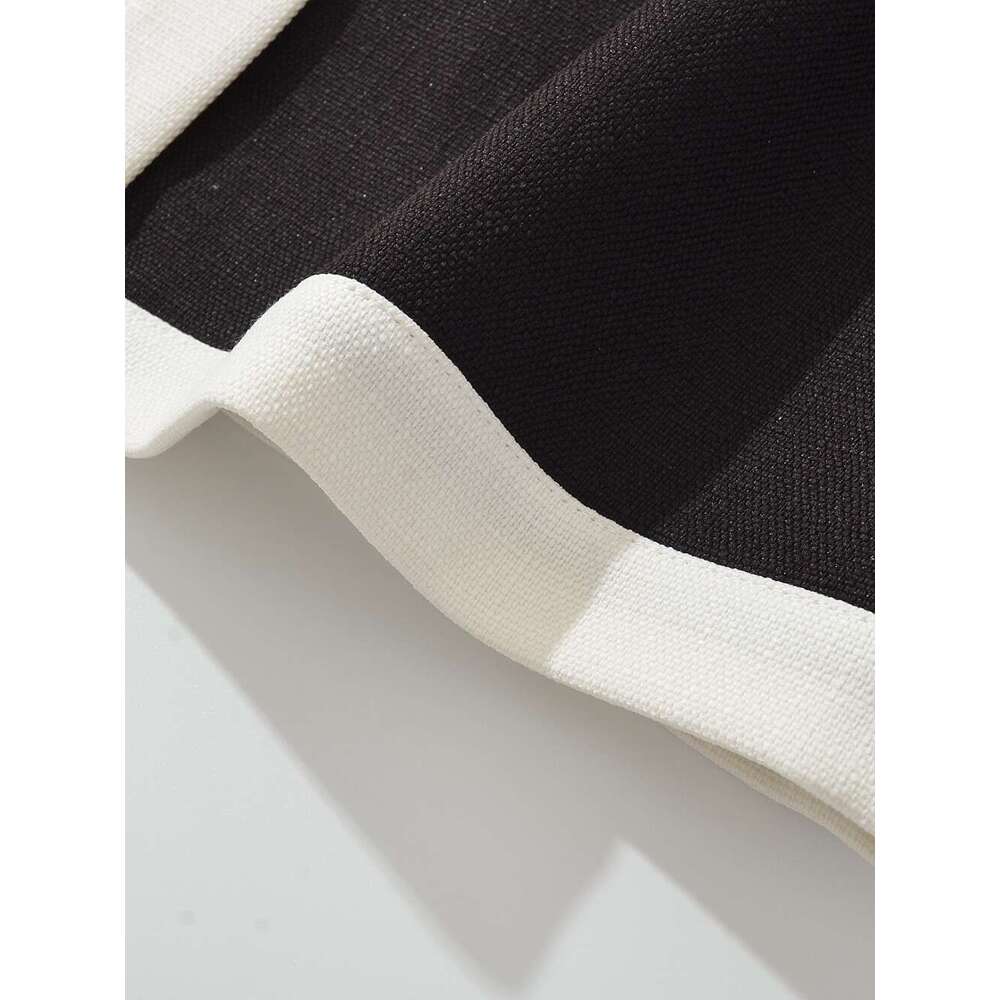 DHEssentials 2025 Autumn New Small Fragrance Style Youthful Short Single-Breasted Color-Block Women's Long Sleeve Jacket Black