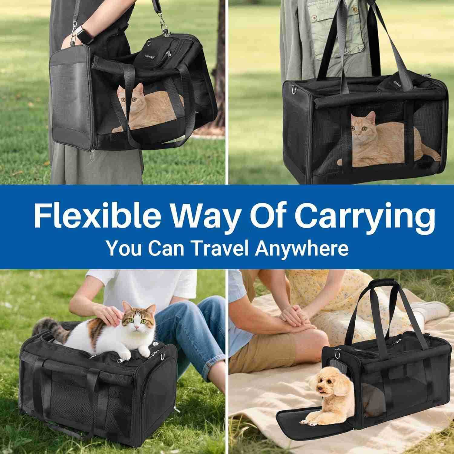 Pet Carrier for Large Cats Soft Cat Carrier for Medium Big Cats and Puppies up to 20lbs Washable Dog Carrier 18 L x 118 W x 118 H for Traveling Home a