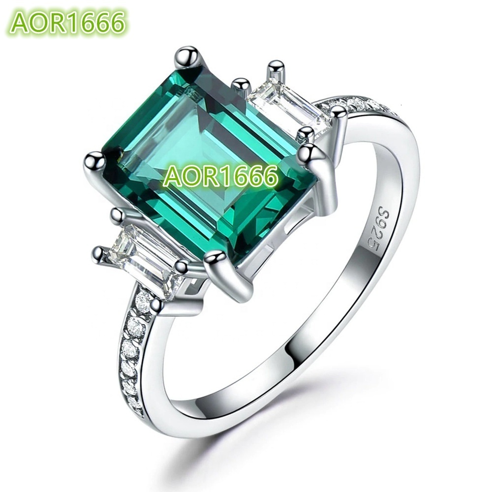 79MM Green Nano Emerald Cut Engagement Ring New 925 Sterling Silver Jewelry Diamond Classic for Weddings Parties Unisex
