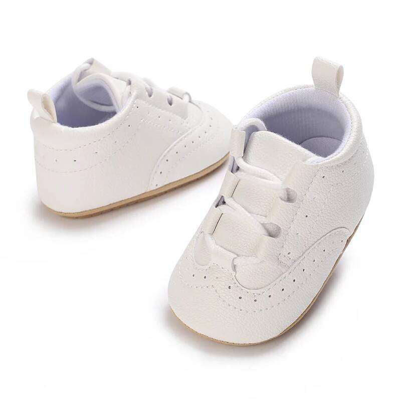Newborn Baby Boys' Moccasin Fashion Casual Sports Shoes White Baptist Soft Sole Anti Slip First Step