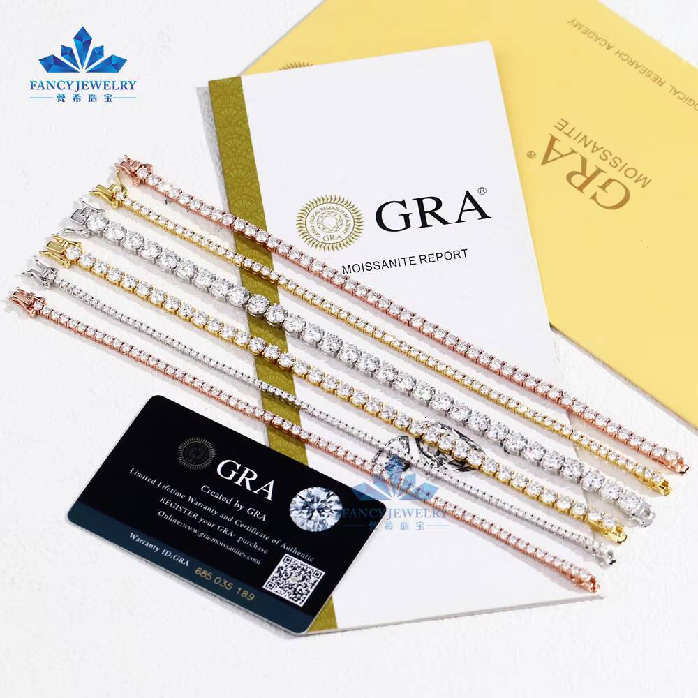 Wholesale Price 925 Silver Moissanite Bracelet Bangle 2mm 3mm 4mm 5mm 65mm Tennis Chain Moissanite Jewelry Accessories